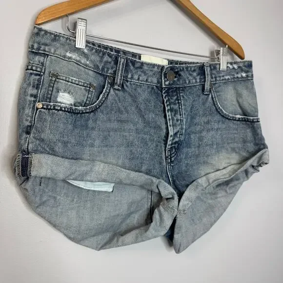One Teaspoon Bandit Denim Shorts High Rise Distressed Women's 30 - Picture 2 of 10